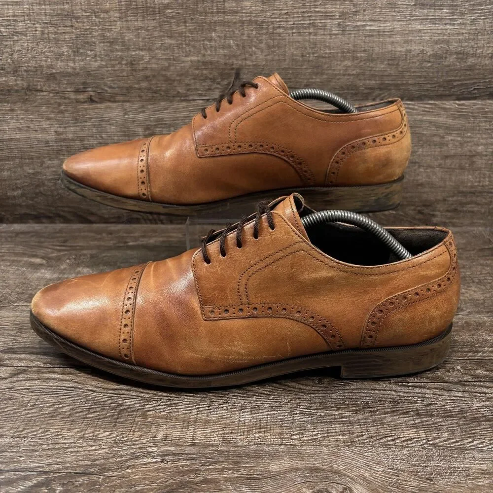 Cole Haan Jefferson Grand.OS Shoes Men's 11 M Brown Leather Cap Toe Oxford